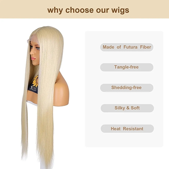 30 Inches Blond Wig Natural Hairline 4.5" Deep Part Transparent Lace - Picture 7 of 7